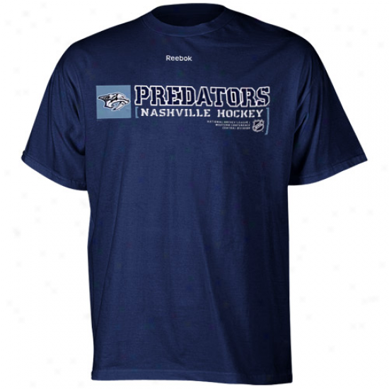 Nashville Predators T Shirt : Reebok Nashville Predators Navy Blue Call Sign T Shirt