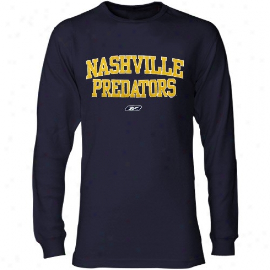 Nashville Predators Tshirts : Reebok Nashville Predators Navy Blue Road To Victory Long Sleeve Thermal Tshirts