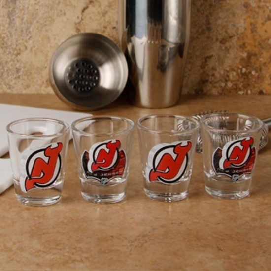 New Jersey Devils 4-pack Enhanced High Definition Design Shot Glass Set