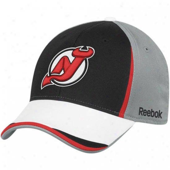 New Jersey Devils Merchandise: Reebok New Jersey Devils Gray-black Nhl 2010 Draft Day Flex Fit Hat