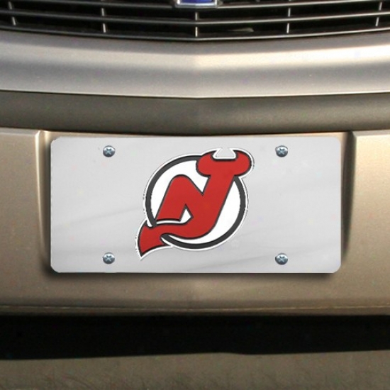 New Jersey Devils Silver Mirrored License Plate