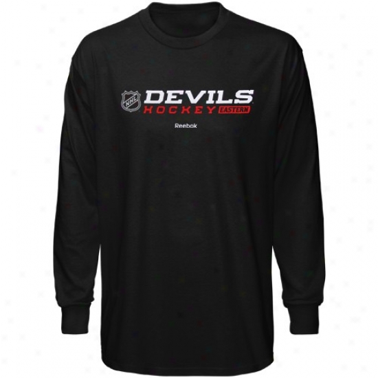 Recent Jersey Devils Tees : Reebok New Jersey Devils Black Right Wing Long Sleeve Tees