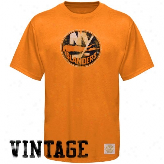 New York Islanders Attire: Rebok New York Islajders Orange Better Logo Fitted T-shirt