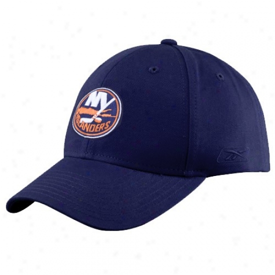 New York Islanders Hat : Reebok New York Islanders Navy Blue Structured Adjustable Hat