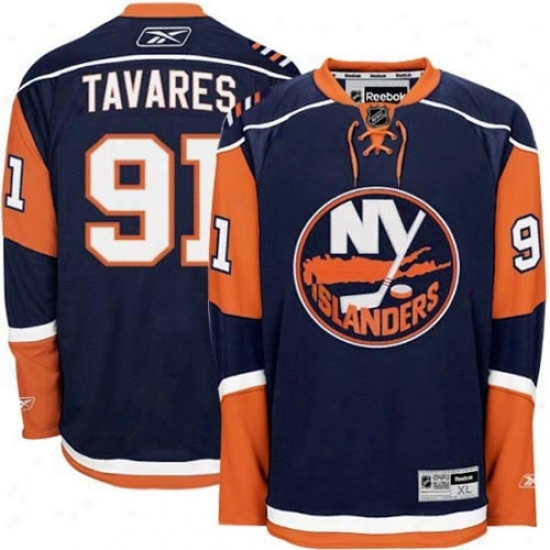 New York Islanders Jerseys : Reebok New York Islanders #91 John Tavares Navy Blue Premier Hockey Jerseys