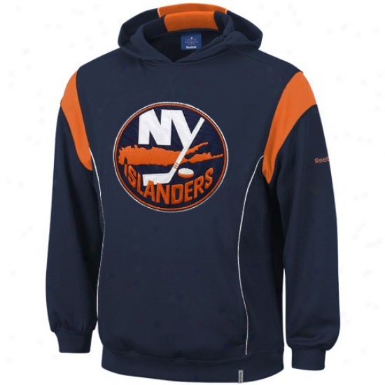 New Ykrk Islanders Stuff: Reebok New York Islanders Navy Blue Showboat Hoody Sweatshirt
