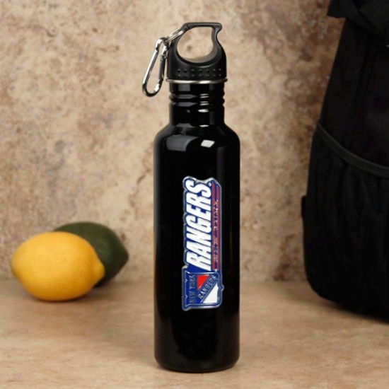 New York Rangers Black Spotless Steel Water Bottle