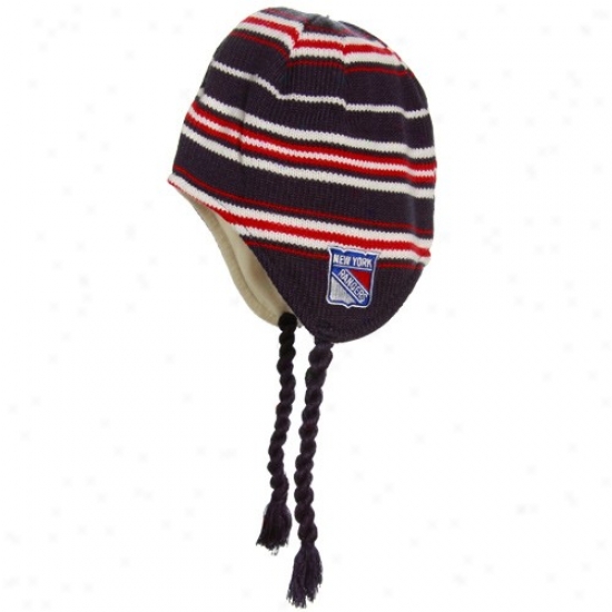 New York Rangers Cap : Reebok New York Rangers Navy Blue Tasele Knit Cap
