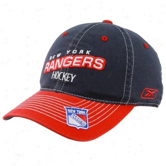 New York Rangers Hats : Reebok New York Rangers Navy Blue Slouch Flex Fit Hats