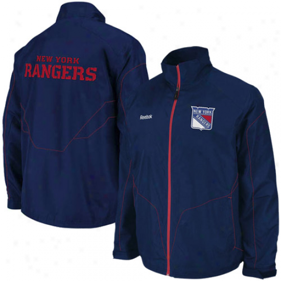 New York Rangers Jacket : Reebok Unaccustomed York Rangers Royal Blue Center Ice Satiated Zip Jacket