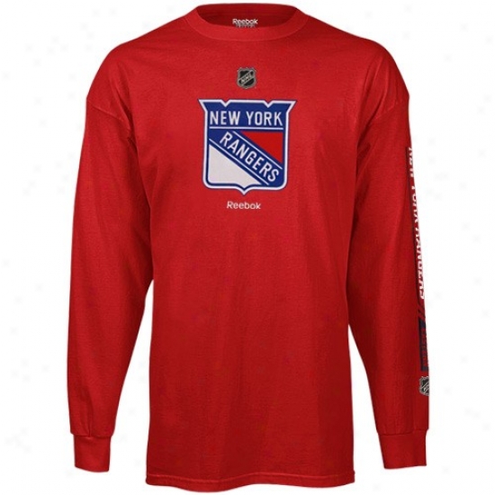 New York Rangers Shirts : Reebok Recent York Rangers Youth Red Line Changge Long Sleeve Shirts