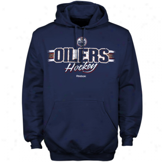 Oilers Hoodies : Reebok Oilers Navy Blue Allegiance Pullover Hoodies