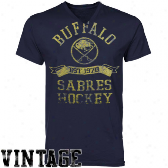 Old Time Hockey Buffalo Sabres Navy Blue Apple Premium V-neck T-shirt