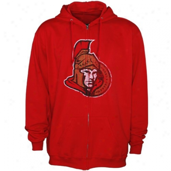 Ottawa Senators Fleece : Majestic Ottawa Senators Red Official Logo Full Zip Fleece