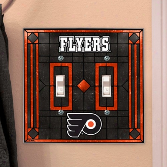 Philadelphia Flyers Art-glass Double Switch Plate Cover
