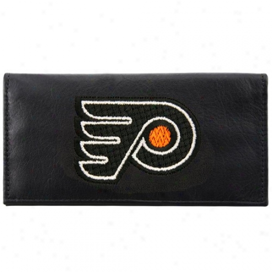 Philadelphia Flyers Black Leathwr Embroidered Checkbook Cover