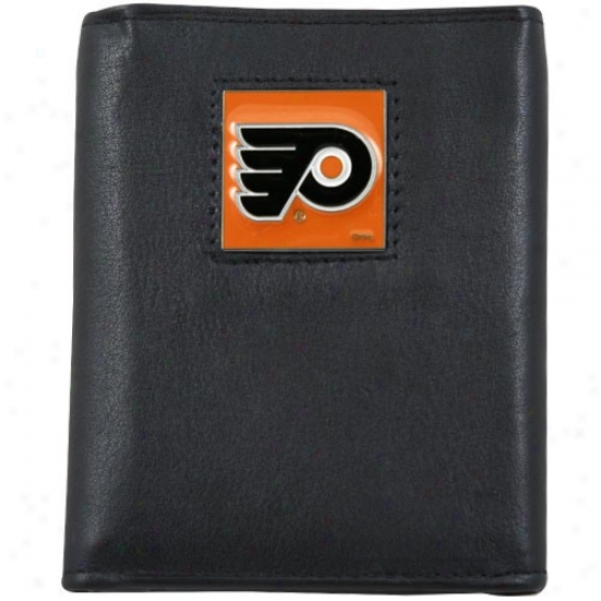 Philadelphia Flyers Black Tri-fold Lather Executive Wallet