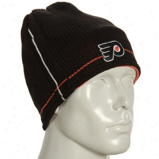 Philadelphia Flyers Hats : Reebok Philafelphia Flyers Black-orange Officail Team Reversible Beanie