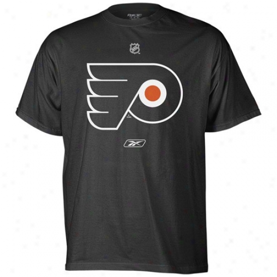Philadelphia Flyers Sbirt : Reebok Philadelphiq Flyers Black Primary Logo Shirt