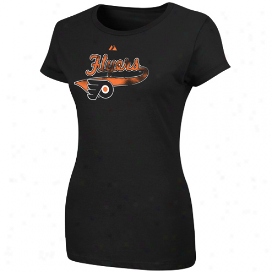 Philadelphia Flyers Tshirts : Majestic Philadelphia Flyers Ladies Black Body Check Tshirts