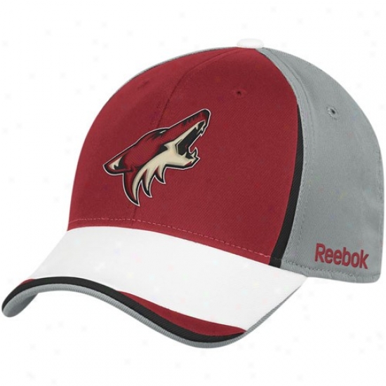 Phoenix Coyote Gear: Reebo Phoenix Coyote Gray-red Nhl 2010 Draft Day Flex Fit Hat