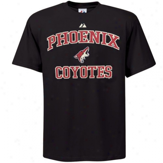Phoenix Coyotes T Shirt : Majestic Phoenix Coyotes Young men Black Heart & Soul Ii T Shirt