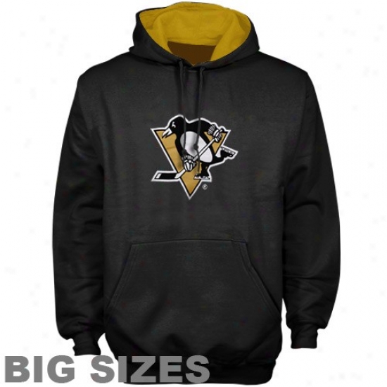 Pittsburgh Penguin Sweat Shirts : Majestic Pittsburgh Penguin Black Team Logo Big Sizes Sweat Shirts