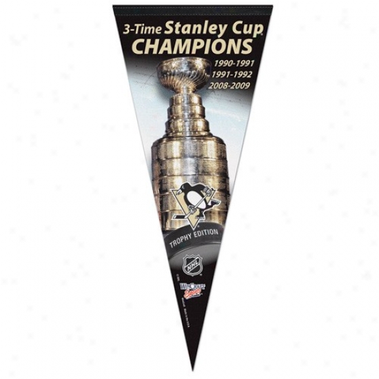 Pittsburgh Pengjins 3x Stanley Cup Champions 17'' X 40'' Vertical Premium Felt Pennant