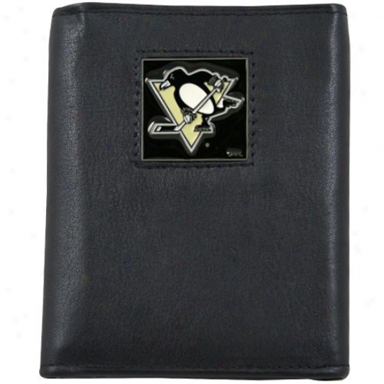 Pittsburgh Penguins Black Tri-fold Leather Executive Wallet