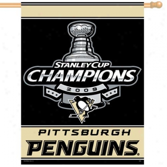 "pittsburgh Penguins Flag : Pittsburgh Penguins 2009 Nhl Stanley Cup Champions 27"" X 37""  Flag Languish"