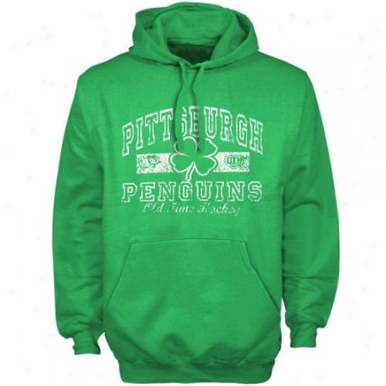 Pittsburgh Penguins Hoodys : Old Time Hokcey Pittsburgh Penguins Kelly Green Corr Hoodys