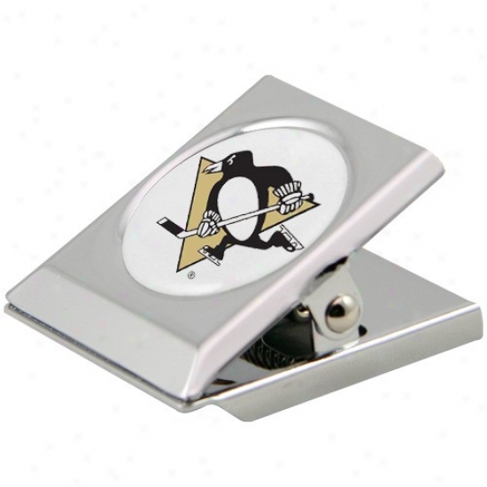 Pittsburgh Penguins Silver Heavy-duty Magnetic Chip Clip