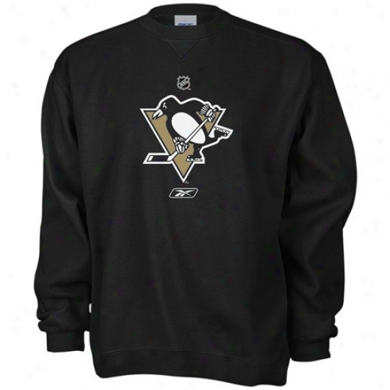 Pittsburgh Penguins Sweatshirt : Reebok Pittsburgy Penguins Black Primary Logo Crew Sweatshirt
