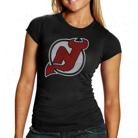 Reebok New Jersey Devils Ladies Black Spiro Foil Logo T-shrt