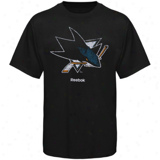 Reebok San Jose Sharks Black Faded Logo T-shirt