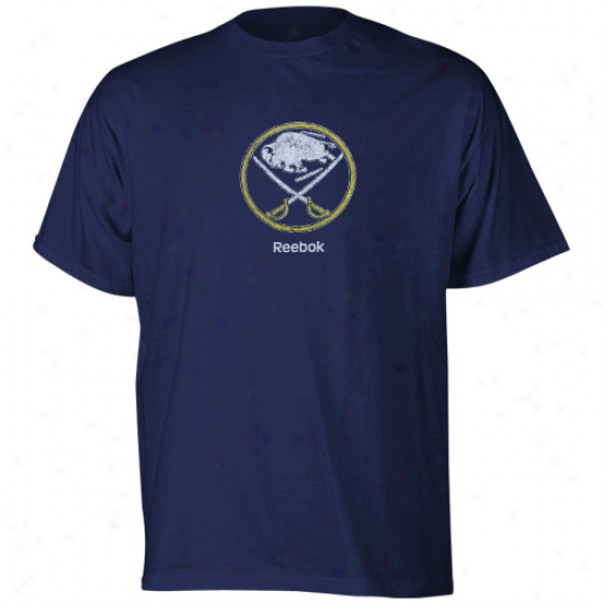Sabres Attire: Redvok Sabres Navy Blue Faded Logo T-shirt