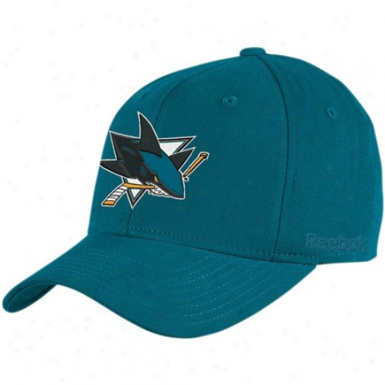 San Jose Shark Hat : Reebok San Jose Shsrk Teal Basic Logo Flex Fit Hat