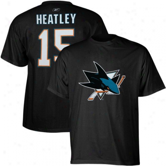 San Jose Sharks Apparel: Reebok San Jose Sharks #15 Dany Heatley Black Player T-shirt