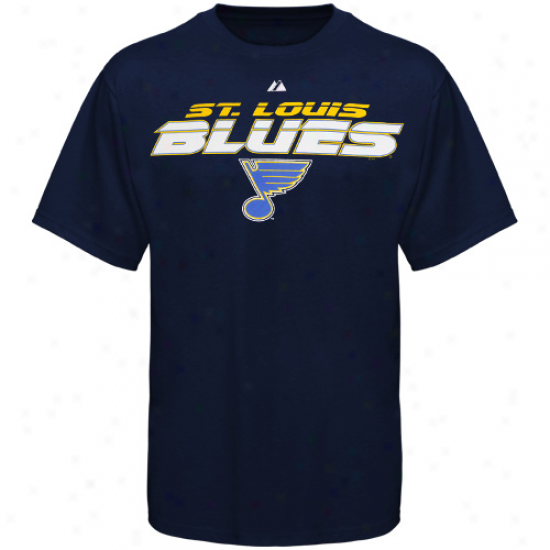 St. Louis Blue Tees : Majestic St. Louis Blue Navy Blue Attack Zone Tees