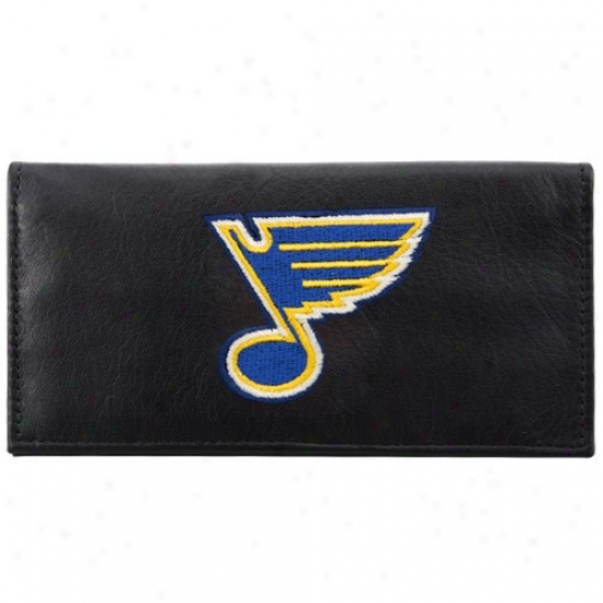 St Louis Blues Black Leather Embroidered Checkbook Cover