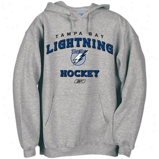 Tampa Bay Lightning Trash: Reebok Tampa Bay Lightning Ash Stacked Logo Hoody Sweatshirt