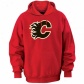 Calgary Flames Hoodie : Majestic Calgary Flames Red Felt Tek Pztch Hoodie