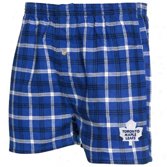 Toronto Maple Leafs Royal Blue Plaid Tailgate Flannel Boxer Shorts