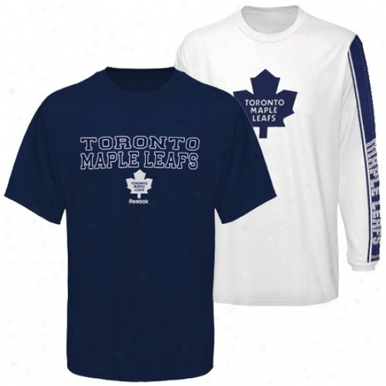 Toronto Maple Leafs T-shirt : Reebok Toronto Maple Leafs Royal Blue-white Gameday Combo T-shhirt