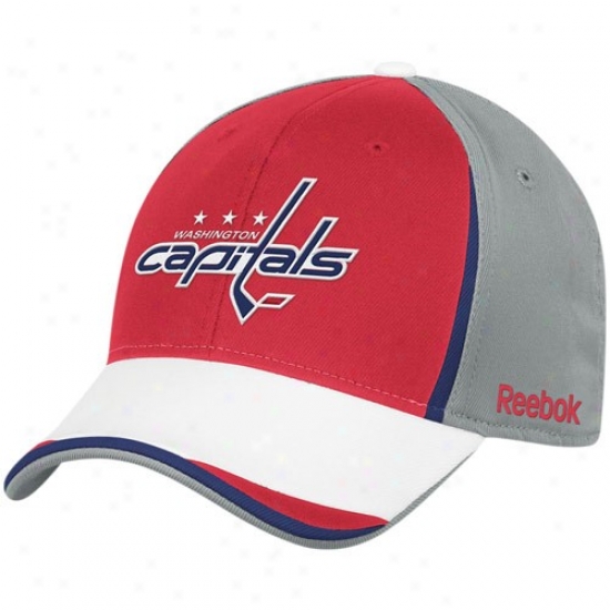 Washington Capital Caps : Reebok Washington Capital Gray-red Nhl 2010 Draft Day Flex Fit Caps