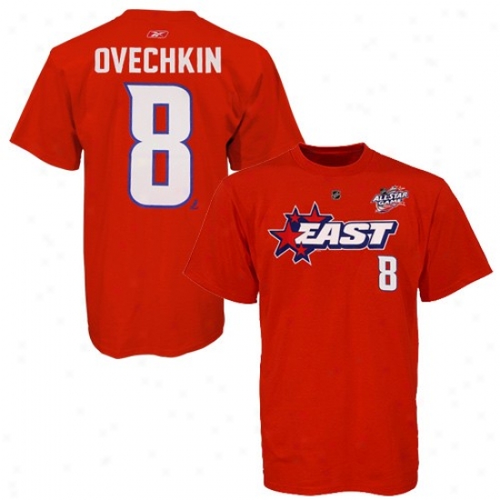 Washington Capitals Attire: Reebok 2009 Nhl All-star Game #8 Alex Ovechkin Red East Player T-shirt