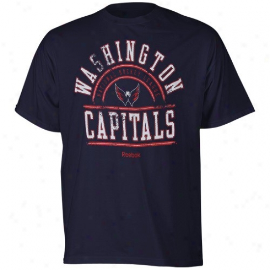 Washington Capitals Tees : Reebok Washington Capitals Navy Blue Hockey School Tees